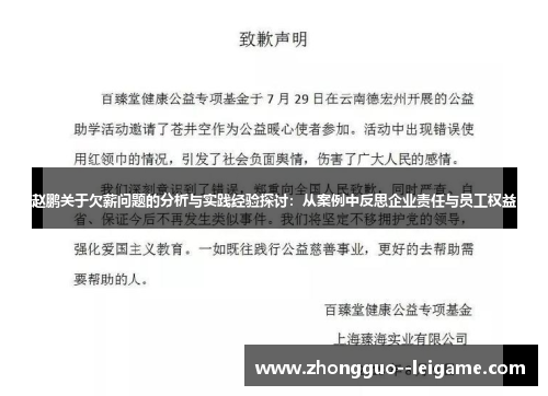 赵鹏关于欠薪问题的分析与实践经验探讨：从案例中反思企业责任与员工权益
